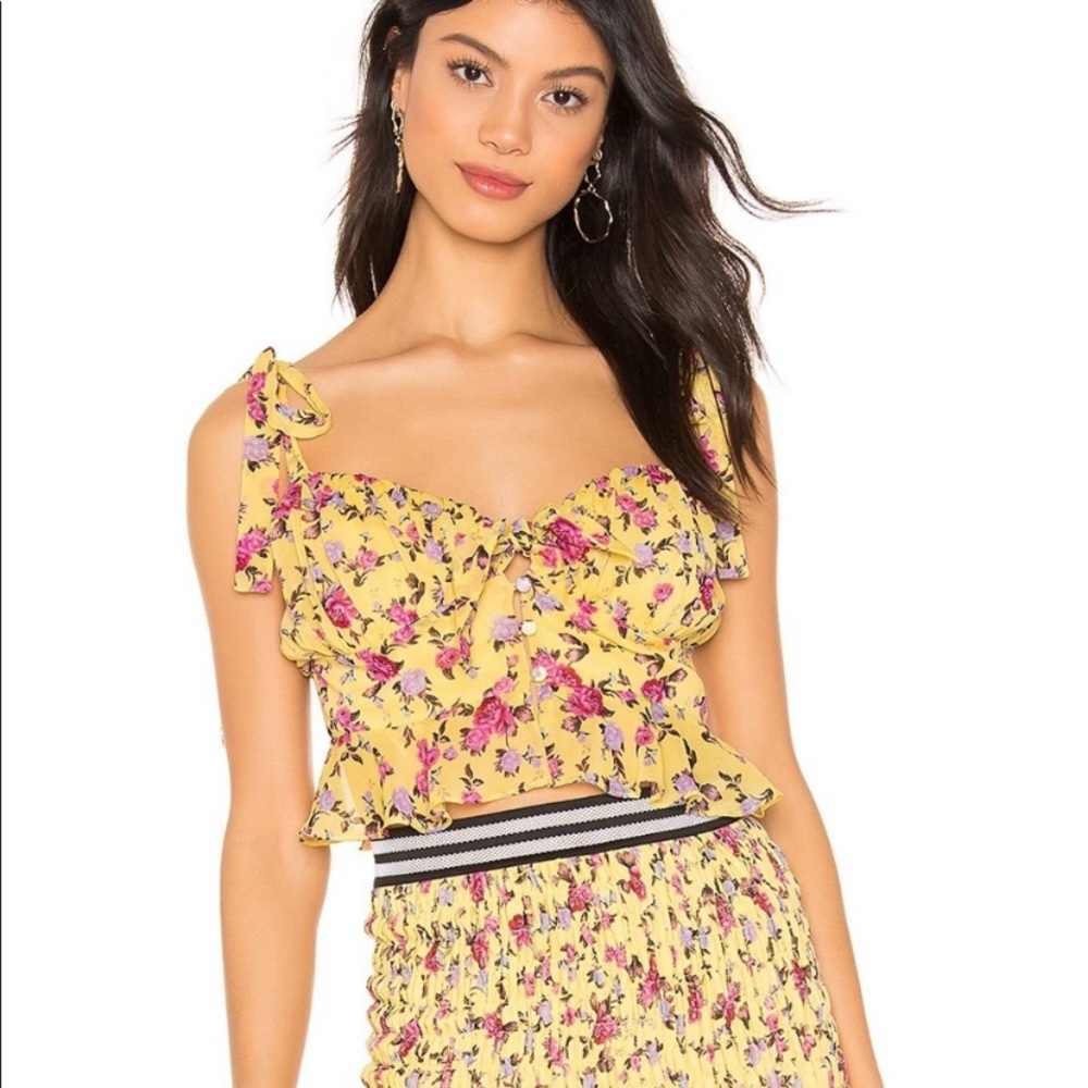 For Love and Lemons Floral Tie Tank NWOT